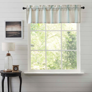 Grain Sack Aqua Valance 16x72 VHC Brands - The Fox Decor